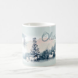 Watercolor Woodland Winterziegen Kaffeetasse