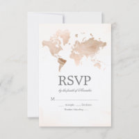 Watercolor World Map Wedding RSVP