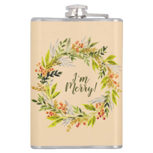 Watercolor Wraath & Fun Text Flachmann