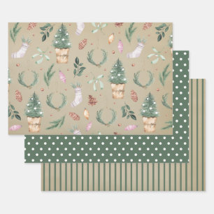Watercolor Wrapping Paper Set Geschenkpapier Set