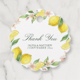 Watercolor Wreath Mediterranean Citrus Wedding Geschenkanhänger