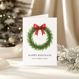 Watercolor Wreath Modern Business Christmas Feiertagskarte
