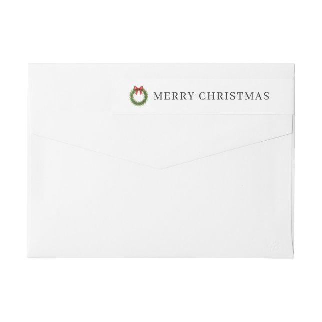 Watercolor Wreath Modern Christmas Rücksendeadress (Rückseite)