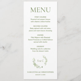 Watercolor Wreath Monogram Custom Hochzeit Menükarte