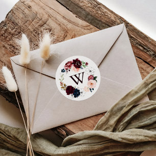 Watercolor Wreath Monogram Wedding Umschlag Aufkle Runder Aufkleber