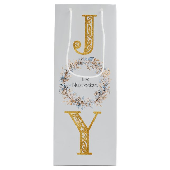 Watercolor Wreath Nutcracker Weihnachten Geschenktüte Für Weinflaschen (Vorderseite)