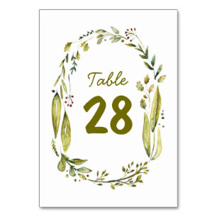 Watercolor Wreath Rustic Wedding Tischnummern
