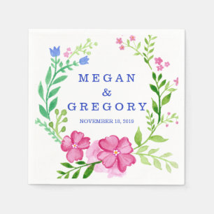 Watercolor Wreath Wedding Serviette