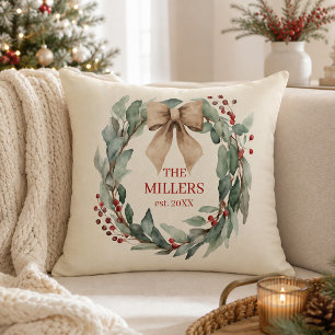 Watercolor Wreath Weihnachten Kissen
