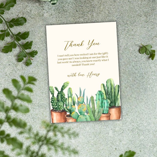 Watercolor Wüste Cactus Garden Baby Shower Dankeskarte (Watercolor Desert Cactus Garden Baby Shower Thank You Card)
