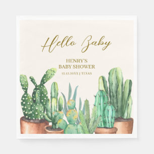 Watercolor Wüste Cactus Garden Baby Shower Serviette