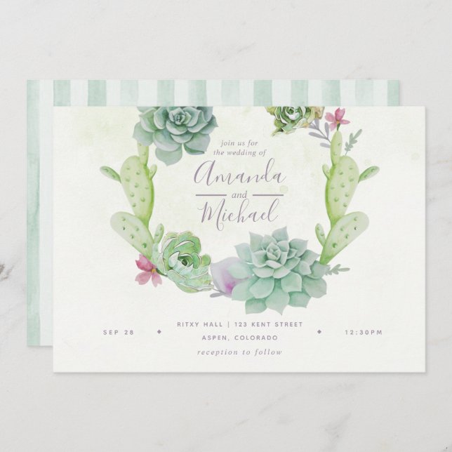 Watercolor Wüste Cactus succulent Wedding Einladung (Vorne/Hinten)