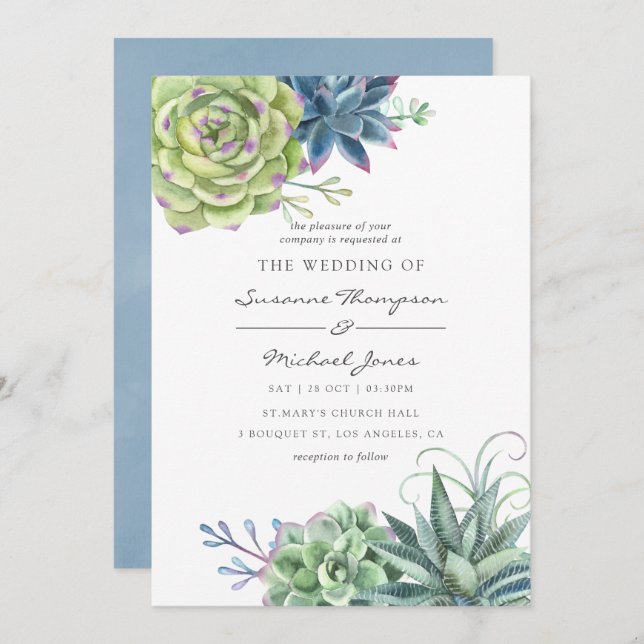 Watercolor Wüste Cactus succulents Wedding Einladung (Vorne/Hinten)