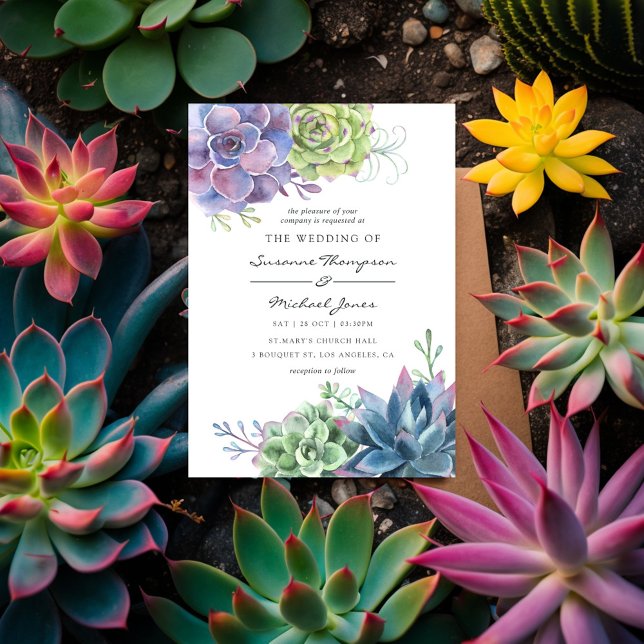 Watercolor Wüste Cactus succulents Wedding Einladung (Von Creator hochgeladen)