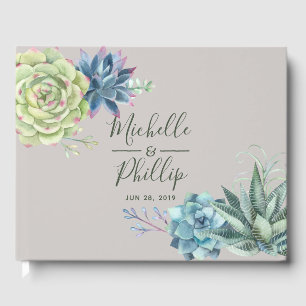 Watercolor Wüste Cactus succulents Wedding Gästebuch