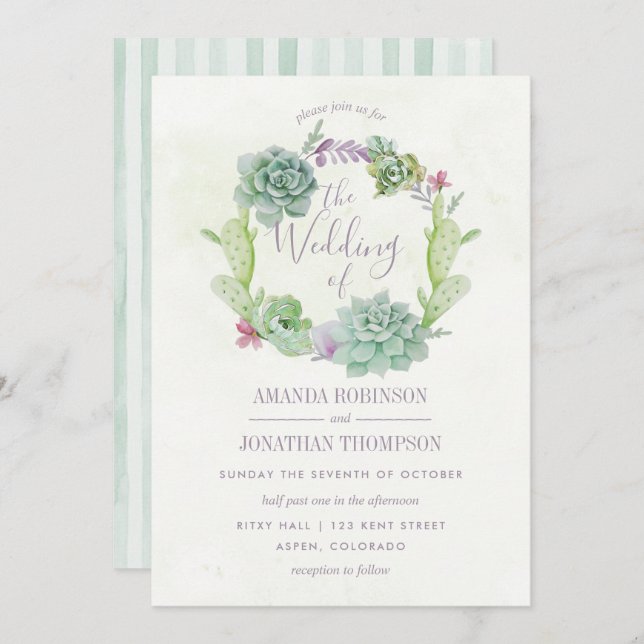 Watercolor Wüste Cactus succulents Wedding Invite Einladung (Vorne/Hinten)