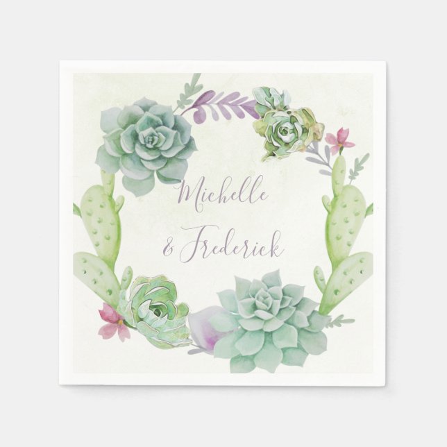 Watercolor Wüste Cactus succulents Wedding Serviette (Vorderseite)