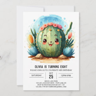 Watercolor Wüste Chic Cactus Boy Birthday Einladung