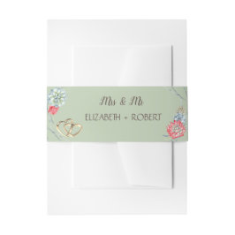 Watercolor Wüste Red Succulents Gold Hearts Einladungsbanderole