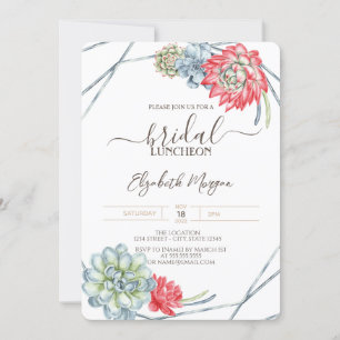 Watercolor Wüste Succulents Bridal Luncheon Einladung