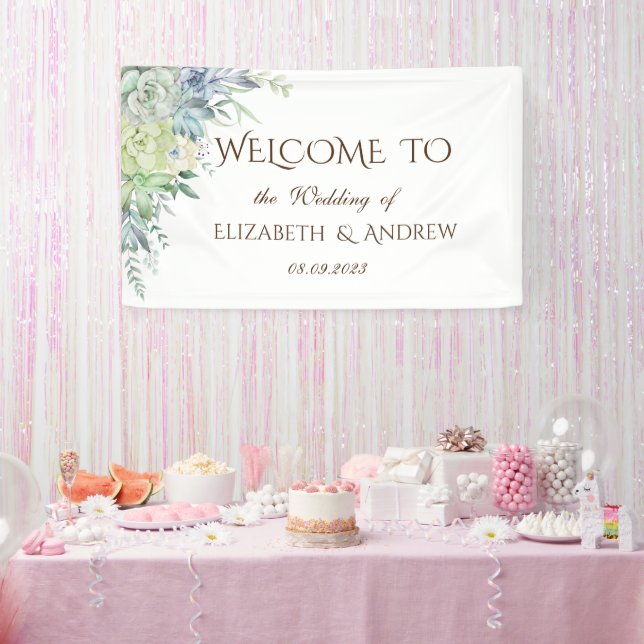 Watercolor Wüste Succulents Dots Wedding Banner (Party)