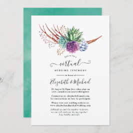 Watercolor Wüste Sukkulents Virtual Wedding Einladung
