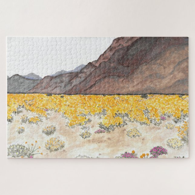 Watercolor Wüste Wildblume Scene Puzzle (Horizontal)
