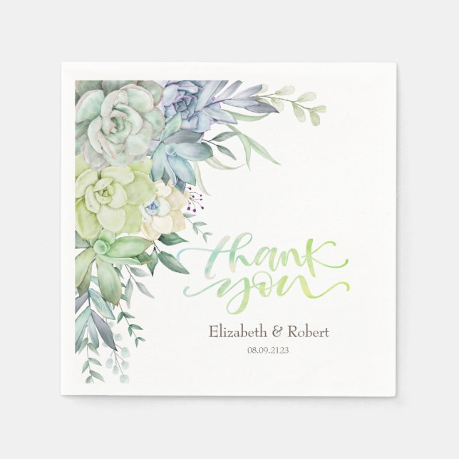 Watercolor Wüstensukkulturen Danke Karte Serviette (Vorderseite)