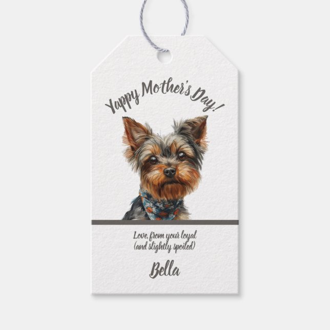 Watercolor Yappy Yorkie Mother Day Geschenkanhänger (Vorderseite)