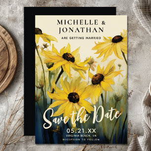 Watercolor Yellow Daisies   Daisy Blume Wedding Save The Date