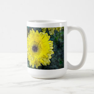 Watercolor Yellow Daisy Tasse