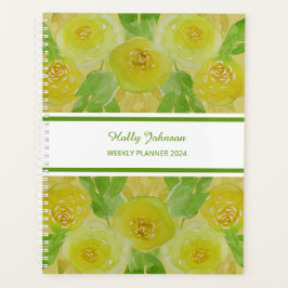 Watercolor Yellow Roses Floral Weekly Planer