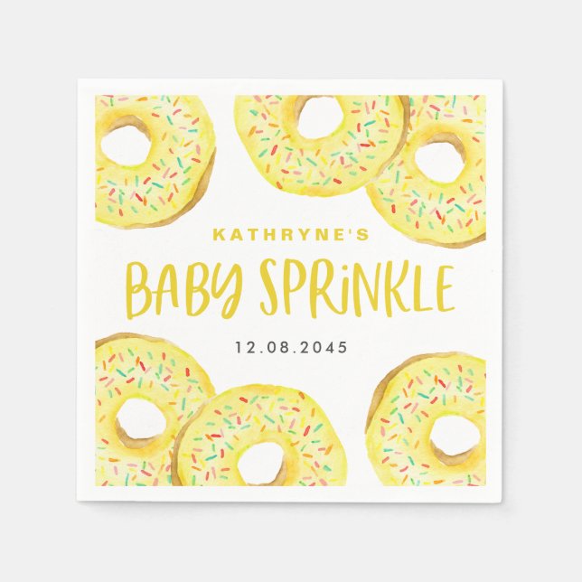 Watercolor Yellow Sprinkle Donuts Baby Sprinkle Serviette (Vorderseite)