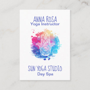 *~* Watercolor-Yoga-Wellness-Center Hamsa Hand Visitenkarte