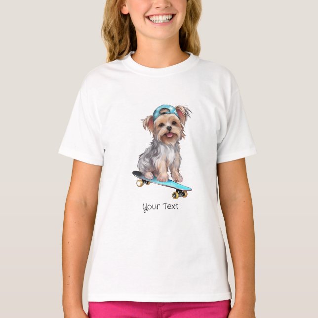Watercolor Yorkshire Terrier Girl T - Shirt (Vorderseite)