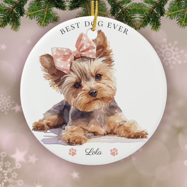 Watercolor Yorkshire Terrier Puppy Custom Keramik Ornament (Von Creator hochgeladen)