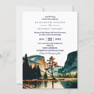 Watercolor Yosemite National Park Wedding Ca US Einladung