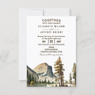 Watercolor Yosemite National Park Wedding Ca US I Einladung