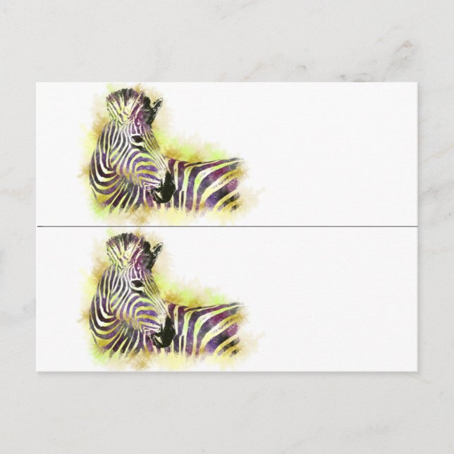 Watercolor Zebra Buchmarken Postkarte (Vorderseite)