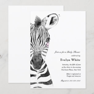 Watercolor Zebra   Einladung zur Babydusche