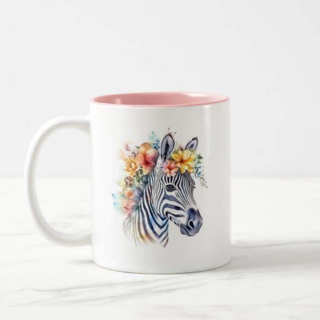 Watercolor Zebra Zweifarbige Tasse (Links)