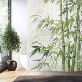 Watercolor Zen Bamboo Harmonie Duschvorhang