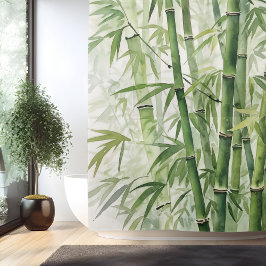 Watercolor Zen Bamboo Harmonie Duschvorhang