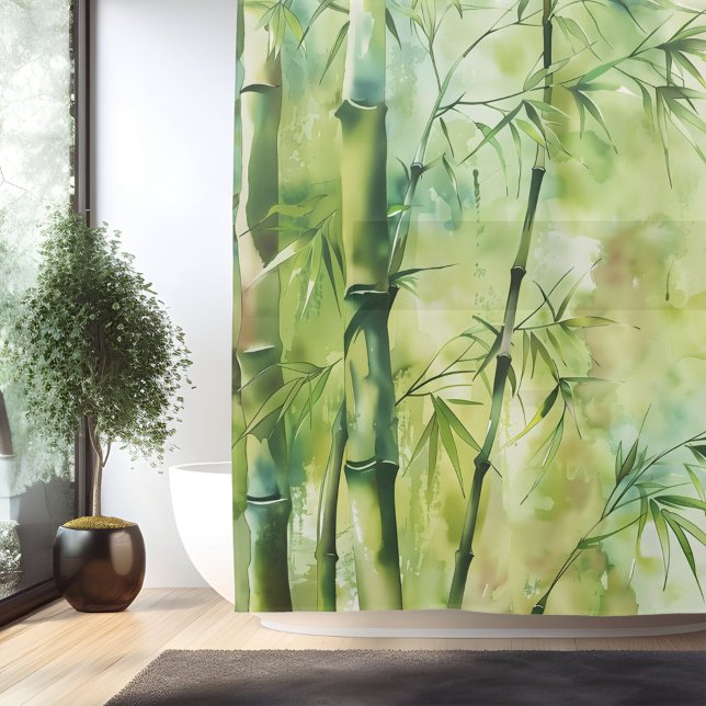 Watercolor Zen Bamboo Harmonie Duschvorhang (Von Creator hochgeladen)
