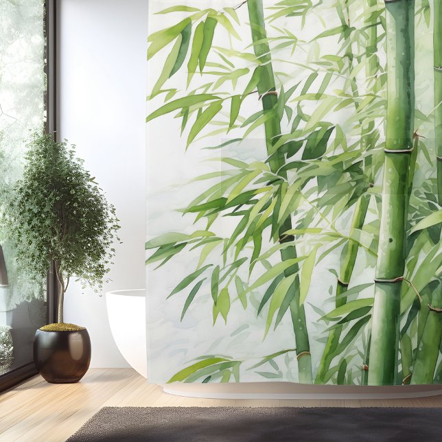 Watercolor Zen Bamboo Harmonie Duschvorhang (Von Creator hochgeladen)