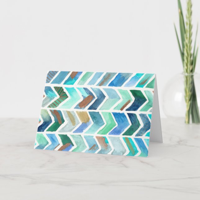 Watercolor Zickzack ursprüngliche Watercolorgrafik Karte (Vorderseite)