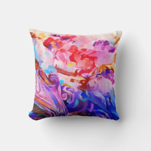 Watercolorabstrakte bunte Brushstrokes-Kunst Kissen