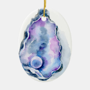 Watercoloraustern-Muschel mit Perle Keramikornament