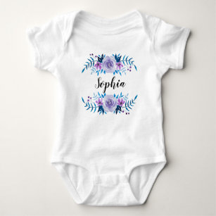Watercolorblauer lila baby strampler