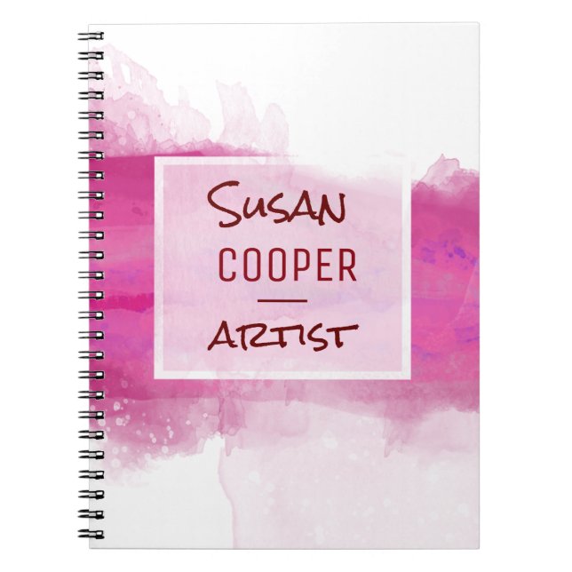 WatercolorBrushstrokes Hochrot und ROSE Desig Notizblock (Vorderseite)